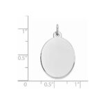 Sterling Silver Rhod-plate Eng. Oval Polish Front/Satin Back Disc Charm - Image 3
