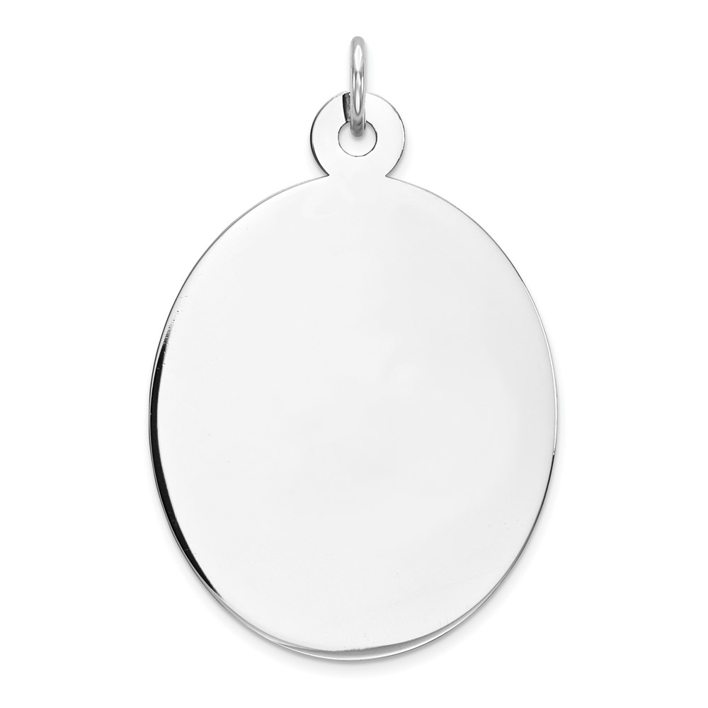 QM454.jpg Sterling Silver Rhod-plate Eng. Oval Polish Front/Back Disc Charm - Image 1