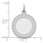 SS Rh-plt Engraveable Round Patterned Polished Front/Satin Back Disc - Image 3