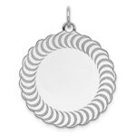 SS Rh-plt Engraveable Scalloped Patterned Polished Front/Satin Back Charm