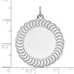 SS Rh-plt Engraveable Scalloped Patterned Polished Front/Satin Back Charm - Image 3