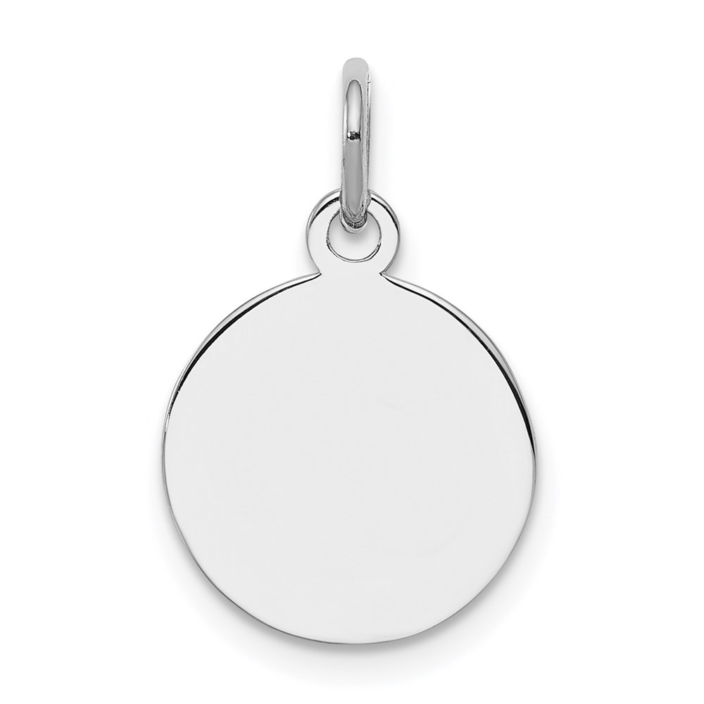 QM497-1.jpg Sterling Silver Rh-plt Engraveable Round Polished Front/Back Disc Charm - Image 1