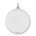 Sterling Silver Rhod-plated Eng. Rnd Polish Front/Satin Back Disc Charm - Image 3