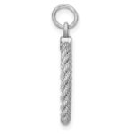 Sterling Silver Rhod-plated Eng. Rnd w/Rope Polish Front/Satin Back Disc - Image 2