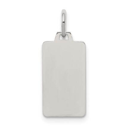 Sterling Silver Rhod-plate Eng. Rect. Polish Front/Satin Back Disc Charm