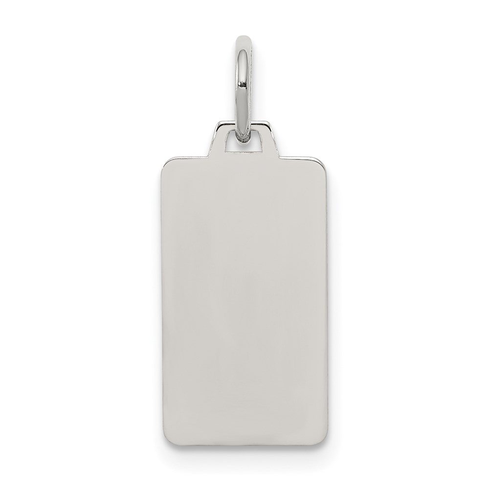 QM505-4.jpg Sterling Silver Rhod-plate Eng. Rect. Polish Front/Satin Back Disc Charm - Image 1