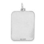Sterling Silver Rhod-plate Eng. Rect. Polish Front/Satin Back Disc Charm - Image 3