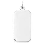 Sterling Silver Rhod-plate Eng. Rect. Polish Front/Satin Back Disc Charm