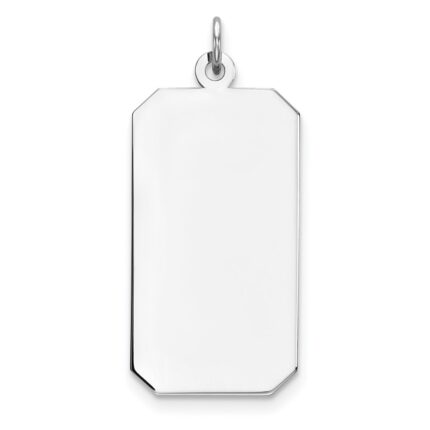 Sterling Silver Rhod-plate Eng. Rect. Polish Front/Satin Back Disc Charm