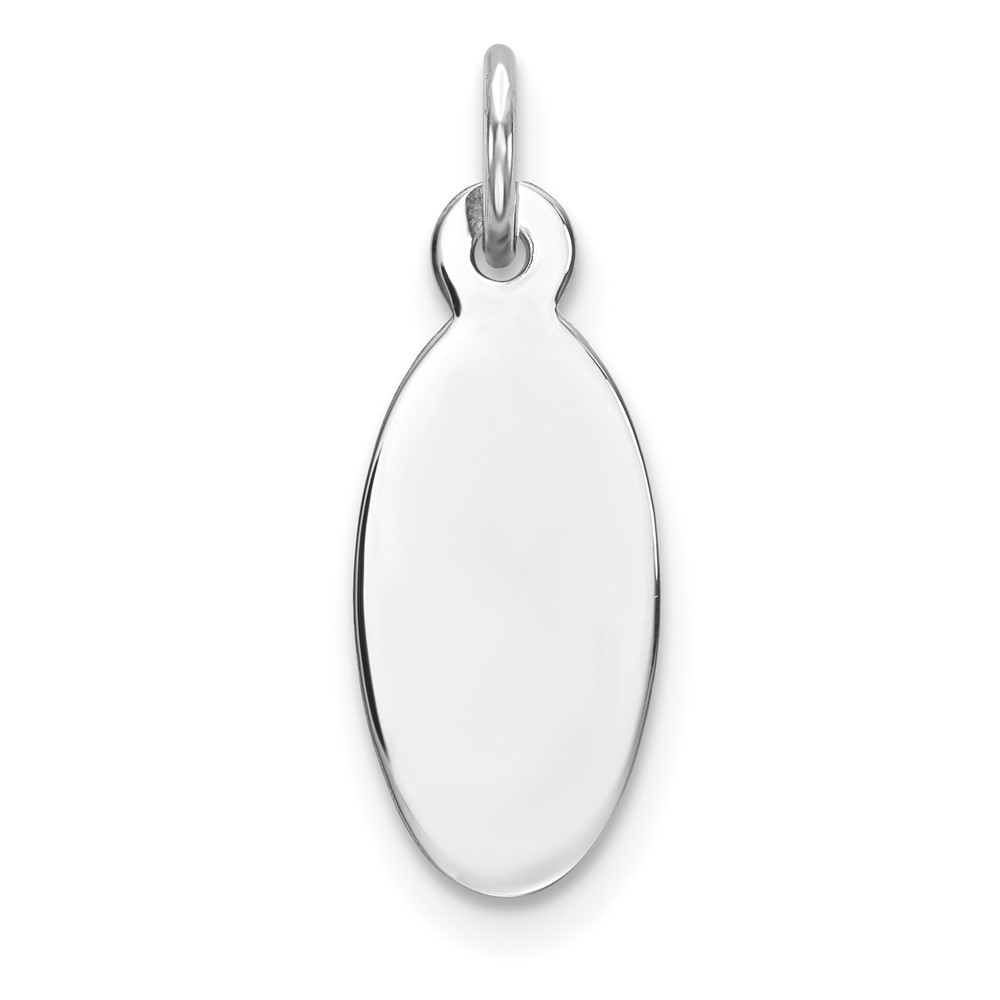 QM513.jpg Sterling Silver Rhod-plate Eng. Oval Polish Front/Satin Back Disc Charm - Image 1