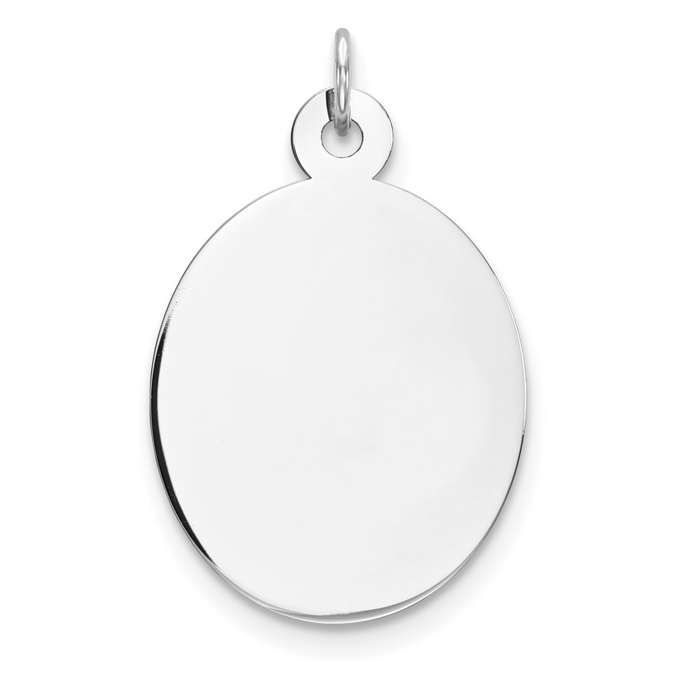 QM517-3.jpg Sterling Silver Rhod-plate Eng. Oval Polish Front/Satin Back Disc Charm - Image 1
