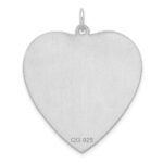 SS Rh-plt Engraveable Heart Polished Front/Satin Back Disc Charm - Image 3