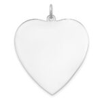 Sterling Silver Rh-plt Engraveable Heart Polished Front/Back Disc Charm