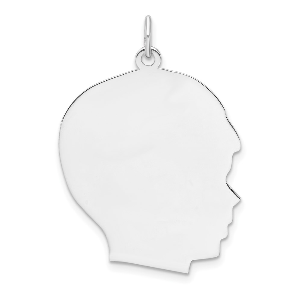 QM563-4.jpg Sterl Silver Rh-plt Engraveable Boy Polished Front/Satin Back Disc Charm - Image 1
