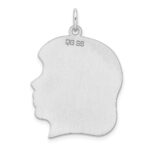 Sterl Silver Rh-plt Engraveable Girl Polished Front/Satin Back Disc Charm - Image 3
