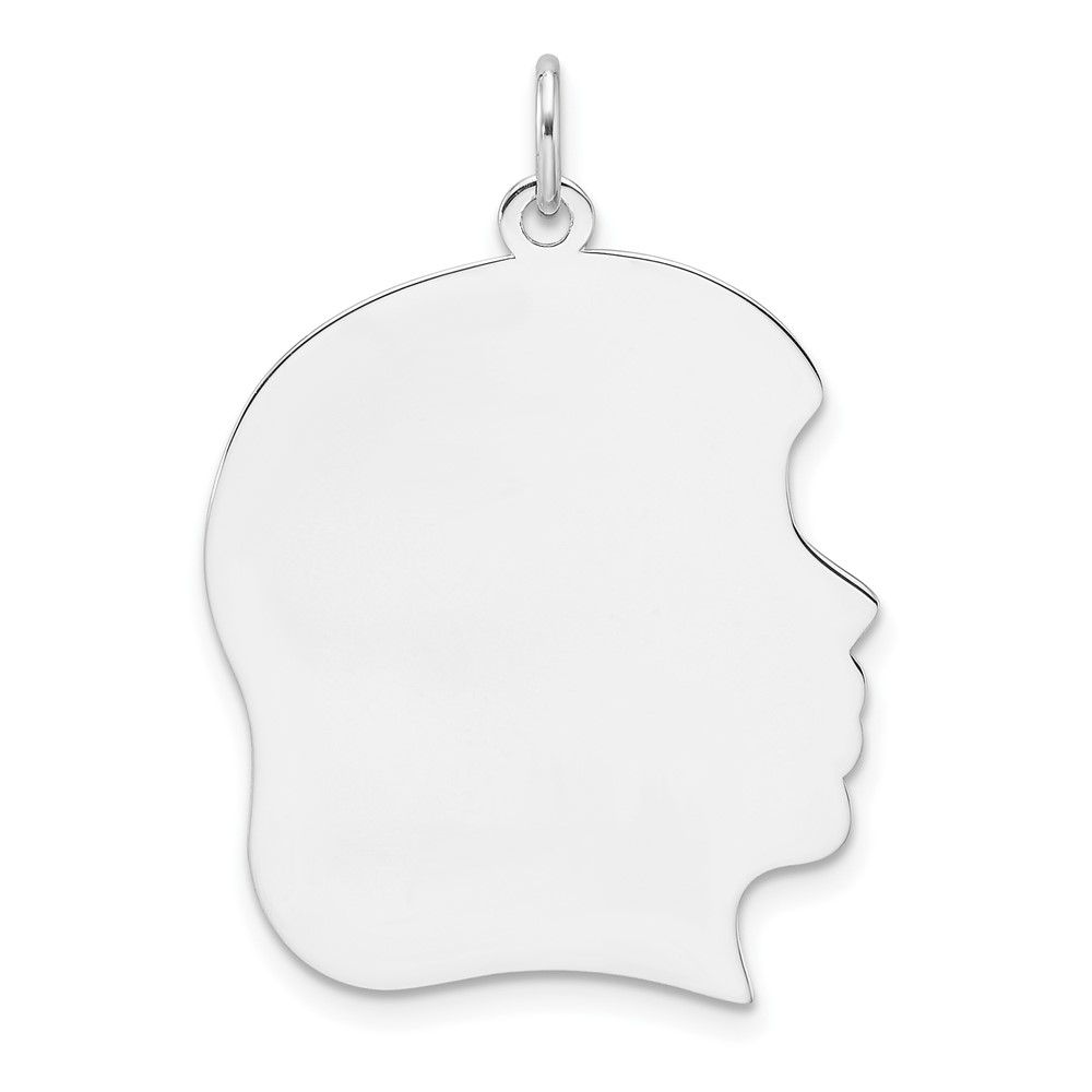 QM564P-4.jpg Sterling Silver Rh-plt Engraveable Girl Disc Charm Polish on Front/Back - Image 1