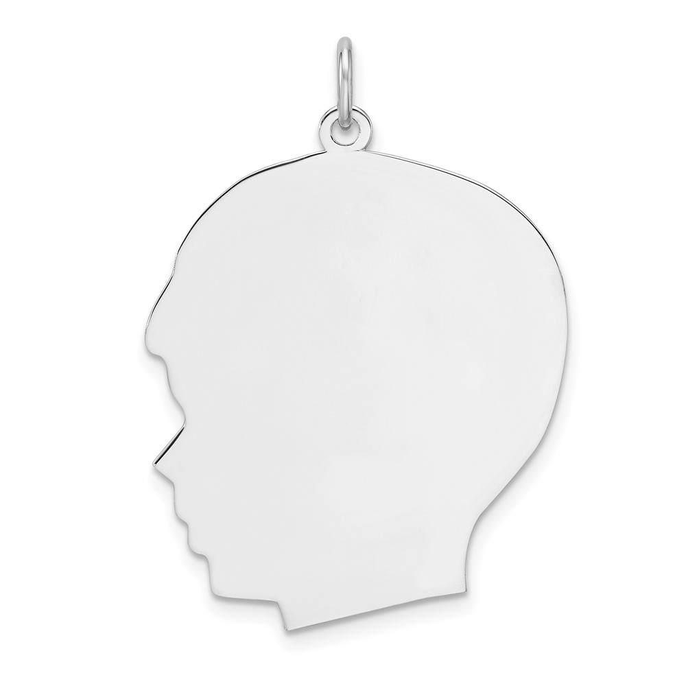 QM565P-1.jpg Sterling Silver Rhod-plate Eng. Boy Polished Front & Back Disc Charm - Image 1