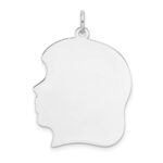Sterling Silver Rhodium Plated Girl Polished Front and Back Disc Charm