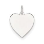 SS Rh-plt Engraveable Heart Polished Front/Satin Back Disc Charm
