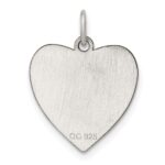 SS Rhod-plated Eng. Heart Polish Front/Satin Back Disc Charm - Image 2