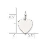 SS Rhod-plated Eng. Heart Polish Front/Satin Back Disc Charm - Image 3