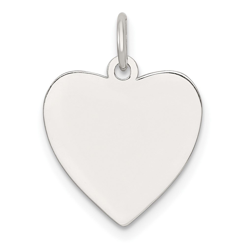 QM570.jpg SS Rh-plt Engraveable Heart Polished Front/Satin Back Disc Charm - Image 1