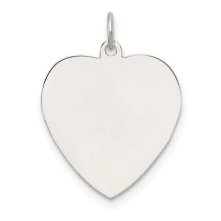 SS Rh-plt Engraveable Heart Polished Front/Satin Back Disc Charm