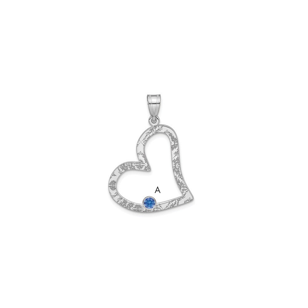 QMP2_1SS-6.jpg SS/Rhodium-plated 1 Birthstone Heart with SS Bezel Family Pendant - Image 1