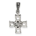 Sterling Silver Antiqued w/14k 5-stone w/Diamond Mothers Pendant Semi-Mount - Image 4