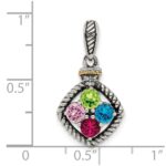 Sterling Silver Antiqued w/14k 4-stone w/Diamond Mothers Pendant Semi-Mount - Image 6
