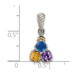 Sterling Silver Antiqued w/14k 3-stone w/Diamond Mothers Pendant Semi-Mount - Image 6