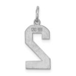 Sterling Silver/Rhodium-plated Polished Number 2 Charm - Image 4