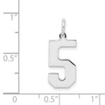 Sterling Silver/Rhodium-plated Polished Number 5 Charm - Image 3