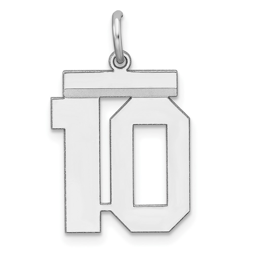 QMS10.jpg Sterling/Silver Rhodium-plated Polished Number 10 Charm - Image 1