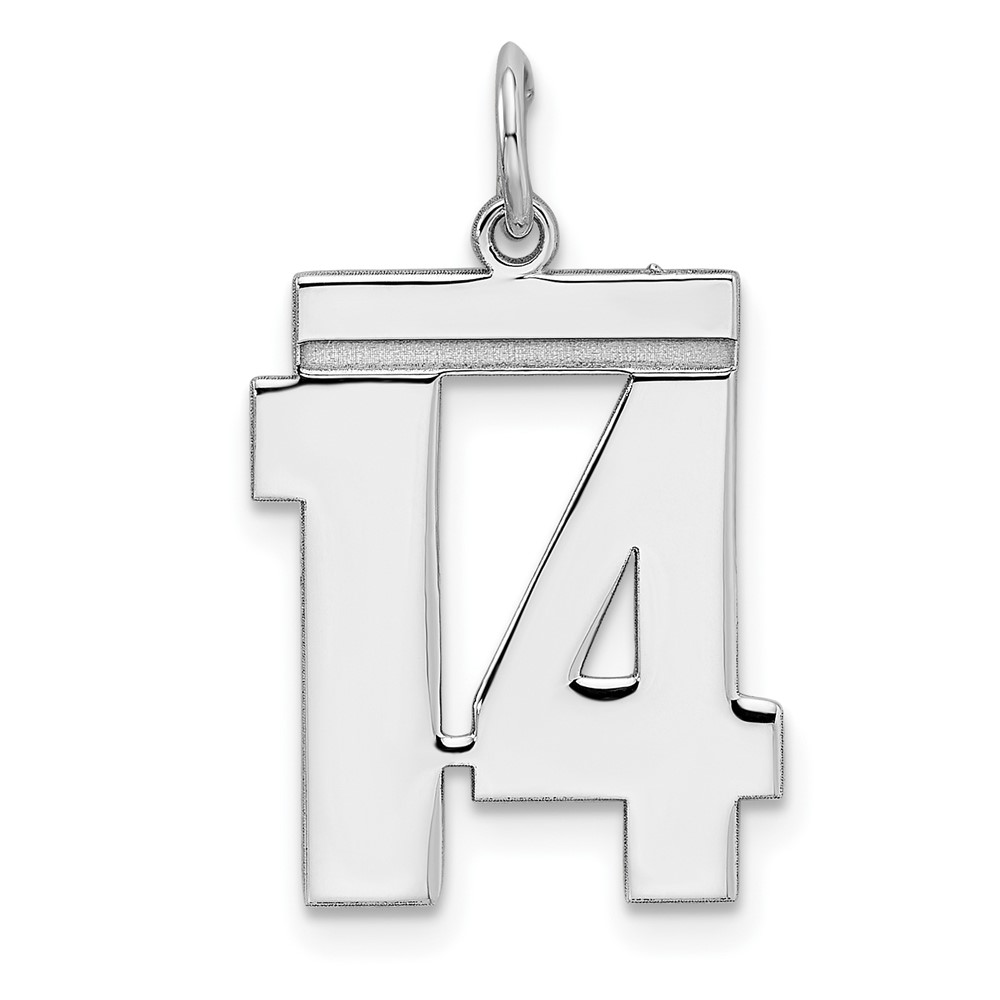 QMS14.jpg Sterling/Silver Rhodium-plated Polished Number 14 Charm - Image 1