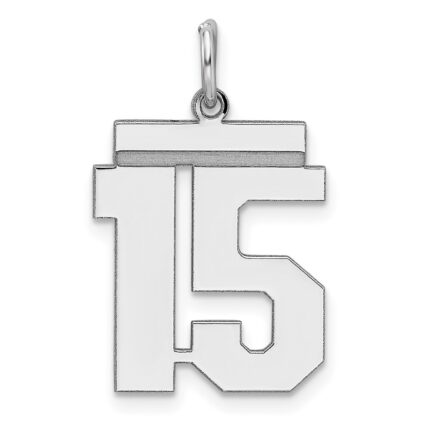 Sterling/Silver Rhodium-plated Polished Number 15 Charm