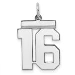 Sterling/Silver Rhodium-plated Polished Number 16 Charm