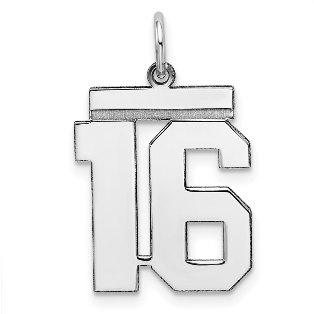 QMS16.jpg Sterling/Silver Rhodium-plated Polished Number 16 Charm - Image 1