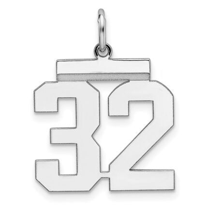 Sterling/Silver Rhodium-plated Polished Number 32 Charm