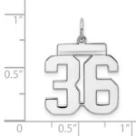 Sterling/Silver Rhodium-plated Polished Number 36 Charm - Image 3