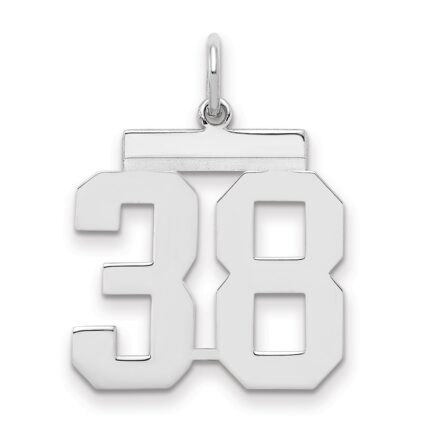 Sterling/Silver Rhodium-plated Polished Number 38 Charm