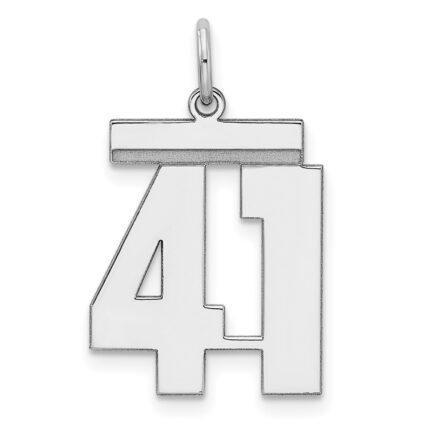 Sterling/Silver Rhodium-plated Polished Number 41 Charm