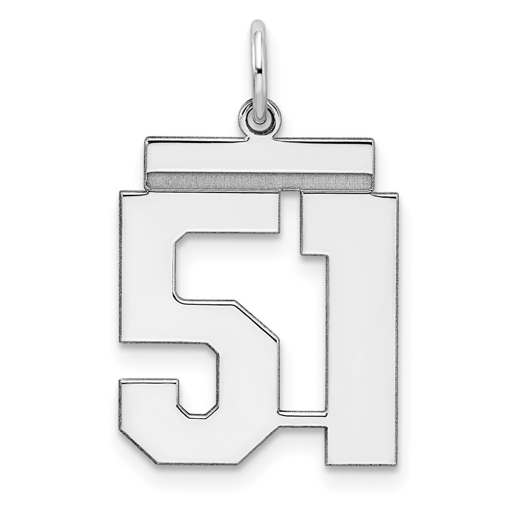 QMS51.jpg Sterling/Silver Rhodium-plated Polished Number 51 Charm - Image 1