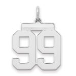 Sterling/Silver Rhodium-plated Polished Number 99 Charm
