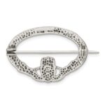 Sterling Silver Antiqued Claddagh Pin - Image 4