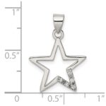 Sterling Silver Rhodium-plated CZ Star Pendant - Image 3