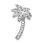 Sterling Silver Rhodium-plated CZ Palm Tree Chain Slide