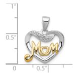 Sterling Silver Vermeil Diamond Mom Pendant - Image 3