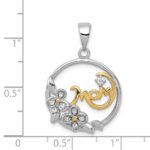 Sterling Silver Vermeil CZ Mom Pendant - Image 3