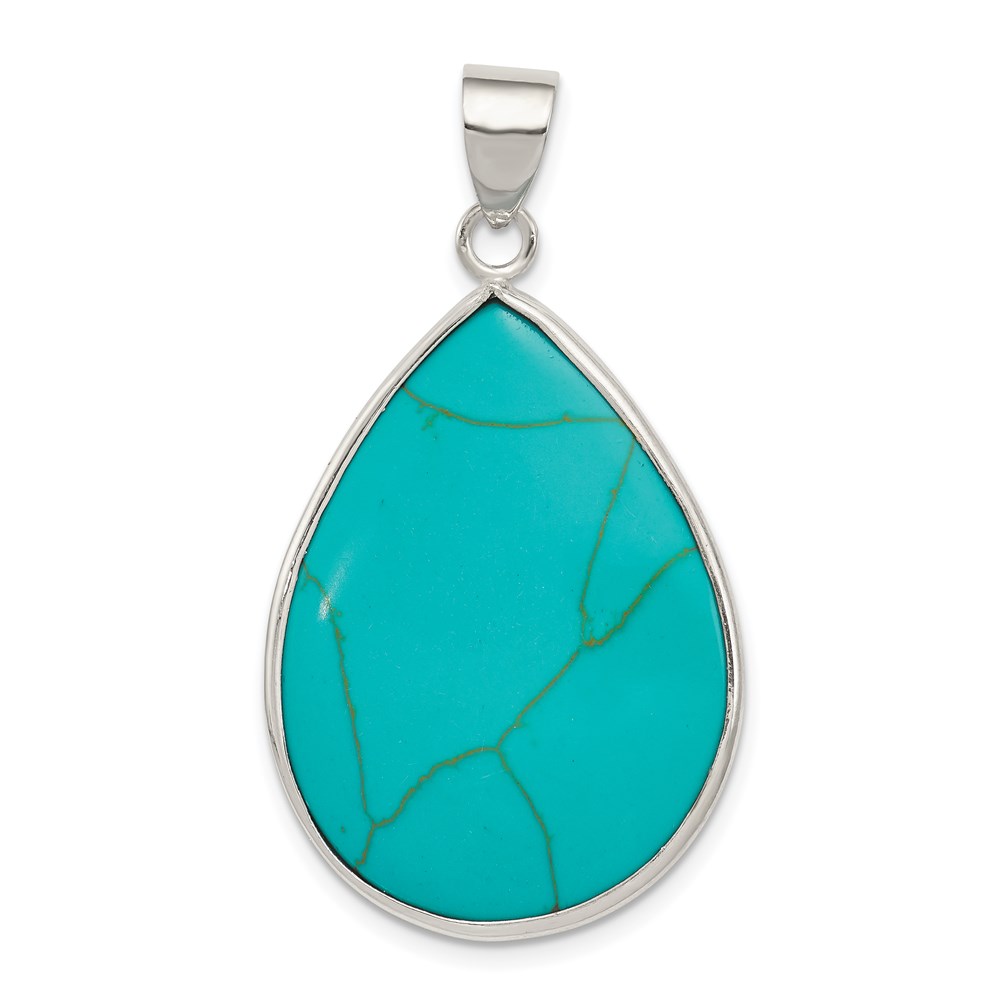 QP1324.jpg Sterling Silver Teardrop Turquoise Pendant - Image 1